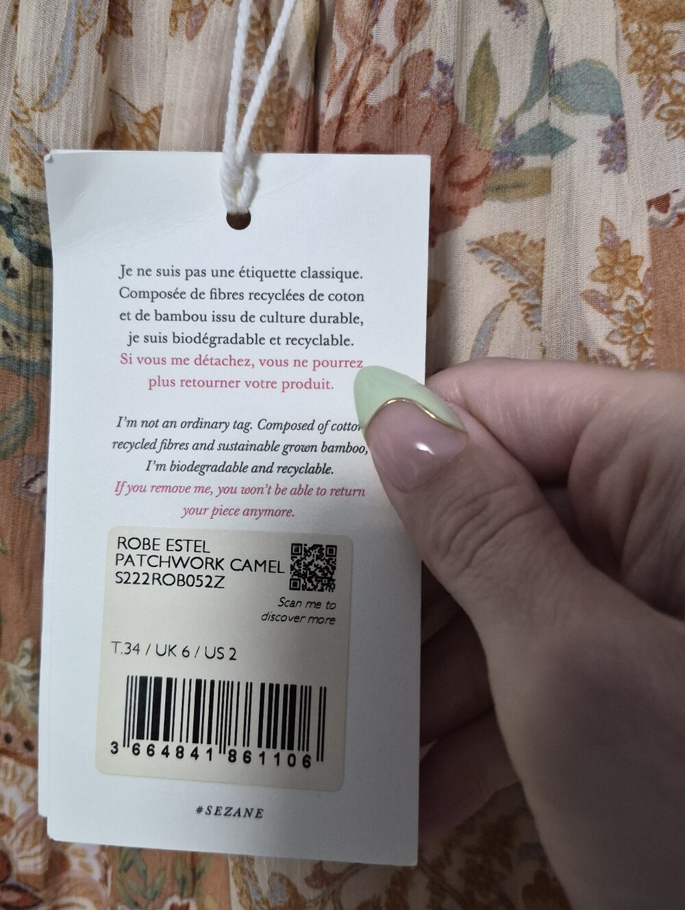 Sezane Estel Dress Patchwork Camel 34 NWT - Picture 8 of 9